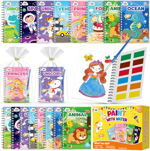 ZMLM Libri da Colorare gadget compleanno bambini, mini libri da colorare Carta per Pittura ad acqua per di 4-8anni Bambini Regalo Gadget Regalini fine Festa Compleanno (48 libri da colorare con acqua)