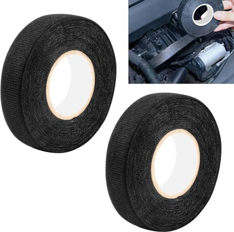 Nastro In Tessuto, 2 Rotoli di Nastro Isolante Nero, 19mm x 15m Nastro Telato per Cavi Elettrici in Casa e Auto, per Riparazioni e Isolamenti