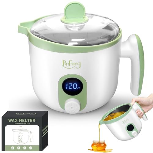 Candle Melting Pot Electric Wax Melter for Candle DIY Making with Pouring Spout, Non-Stick Candle Making Pouring Pot Soap Making Melting Pot with Digital Display, Constant Temperature Function(White)