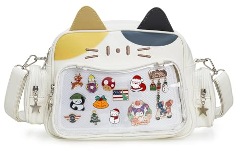 ZAROXOXS Kawaii Ita Bag Rucksack, Crossbody-Tasche, Katzen-Schultertaschen, Mehrzweck-Pin-Display mit Einsatz