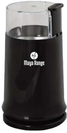 Maya Range Electric Coffee & Spice Grinder 50g Capacity Easy to Use, One Touch Operation Stainless Steel Blade, 150 Watts High Performance for Coffee, Spices, Dry Herbs, Nuts [Energy Class A] (Black)