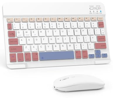 LAMA Wireless Keyboard and Mouse, Rechargeable Ultra Slim Universal Tablet Keyboard, Portable Bluetooth Keyboards for iPad/Tablet/iOS/Android/Windows/Laptops/Desktop Computer/Phones