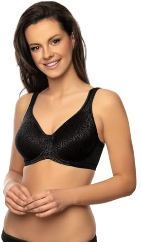 VIANIA! Bügel-BH 244460 Rose nahtlos geformte Cups mit Rosenmotiv in Weiß I Schwarz