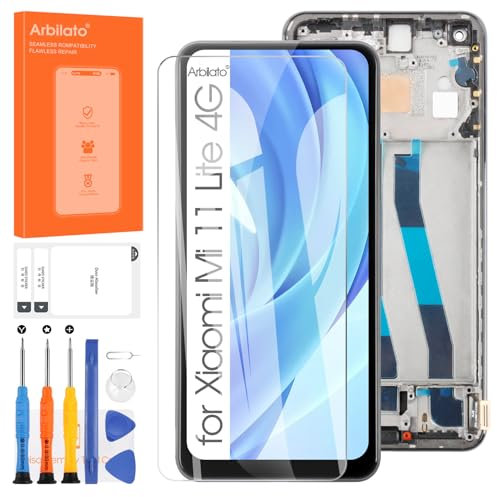 Schermo LCD per Xiaomi 11 Lite NE 5G/Mi 11 Lite 4G/Mi 11 Lite 5G Sostituzione Schermo Digitizer Touch Assemblaggio parti di riparazione (6.55,Nero con Telaio)