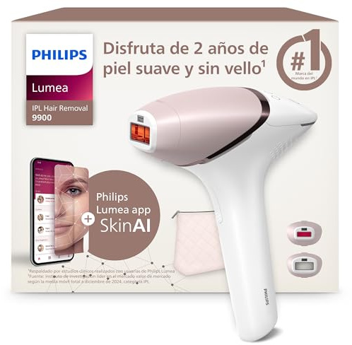 Philips Lumea IPL 9900 Series - IPL Geräte Haarentfernung für bis zu 2 Jahre seidig-glatte Haut¹ mit 2 Aufsätzen für Körper & Gesicht, kabellos, Alternative zur Laser-Haarentfernung (BRI950/02)