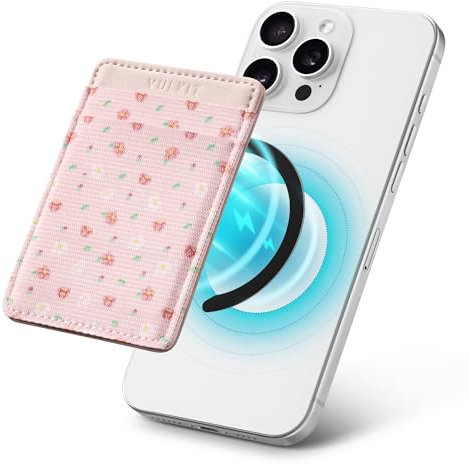 VULKIT Magsafe Wallet mit 2 Magnetringen, 2 Elastischen Fächern und RFID-blockierendem Magnetkartenhalter für iPhone, Samsung Galaxy und Andere Smartphones