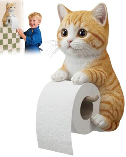 Cat Toilet Roll Holder,Katzen-toilettenpapierhalter,katzenpapierrollenhalter, Klopapierhalter Harz Rollenhalter Ohne Bohren,WC Klopapierhalter Papierhalter Für Toilette Badezimmer Küche-D