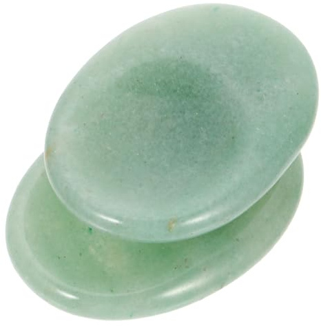 VALICLUD 2 Stück Natürliche Daumensteine Mini Massageplatten zur Stressbewältigung für Gesicht Nacken und Körpermassage Entspannende Worry Stones aus Grünem Jade