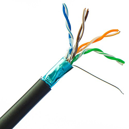 CableWholesale CAT5E 24 AWG 1000-Feet STP with CMXT Outdoor/Direct Burial, Foil with Waterproof Tape, Solid - Black Spool (10X6-722NH)