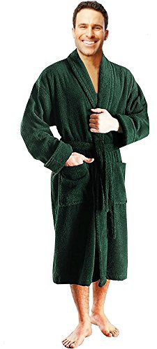 Star and Stripes Bottle Green Terry Towel 100% Cotton Bathrobes in S/M