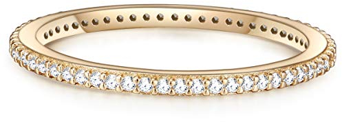 GLANZSTÜCKE MÜNCHEN Damen-Ring Sterling Silber gelbvergoldet Zirkonia weiß - Memory Ring Stapel-Ring filigran