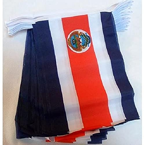 AZ FLAG - Fahnenkette Costa Rica 12 Meter Mit 20 Flaggen - 45x30 cm - Kostaricanische Girlande Flaggenkette 30 x 45 Cm