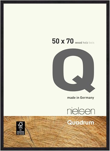 nielsen Quadrum Wooden Picture Frame - Black Veneer 50x70cm - with Float Glass and Easy Push-Turn Clips - for Photos and Art