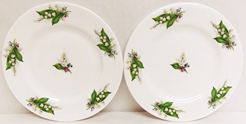 fromeuropewithlove Lily of the Valley 6 Plates Set of 2 Fine Bone China Lilies 15 cm Side Plates Hand Decorated in UK