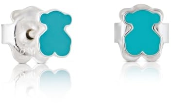 TOUS Damen Ohrringe aus Sterlingsilber mit 0,6 cm Bärenmuster und Druckknopfverschluss, einfach und vielseitig, Muffin-Kollektion