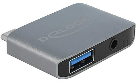 DeLock Audio Adapter USB Type-C Stecker - Klinkenbuchse 3,5 mm + USB 3.0 A Bu