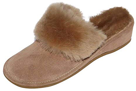 Hollert Damen Lammfell Hausschuhe MAROKKO BEIGE Pantoffeln 100% Merino Schaffell Echtleder Schuhgröße EUR 38