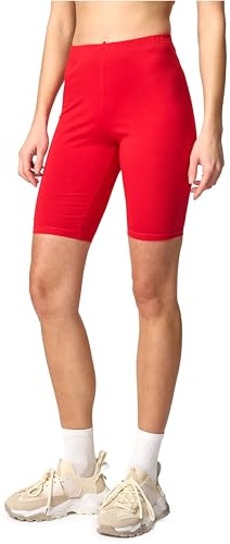 Merry Style Kurze Leggings Damen Radlerhose Shorts MS10-200 (Rot,XL)