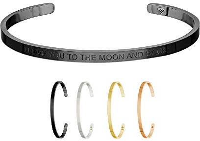 Max Palmer | Armband/Armreif mit Spruch - Gravur I Love You to The Moon and Back [02.] - schwarz