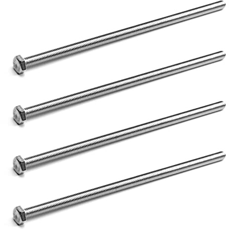MroMax M6 Bullone esagonale M6-1 x 150 mm UNC Bulloni a vite a testa esagonale in acciaio inox 304 completamente filettati, 4 pezzi