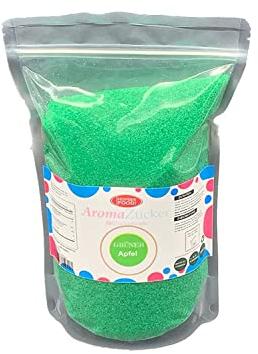 1 KG Farbzucker Aromazucker für Zuckerwatte Bunt | Erdbeere, Kirsche, Cola, Vanille, Blau Zuckerwattezucker (Apfel)