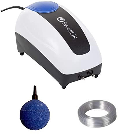 Swell UK Pond Air Pump 270 Kits with Airstones & 25 Metre Airline | For Aeration & Oxygenation in Outdoor Koi Fish Ponds | 4.5 Litre/Minute Flow Rate – 3 Year Guarantee
