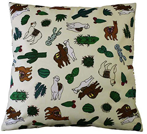 Hans-Textil-Shop Kinderkopfkissen Bezug - Baumwolle, Babykissen, Kuschelkissen Kinder, Kissen, Kissenhülle, Kopfkissenbezug, Kinderzimmer (Alpaka Lama Kaktus, 40x40 cm)