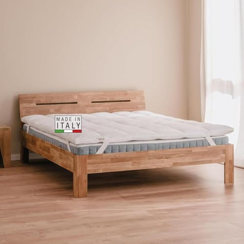 DREAMIN*101 - Einzelbett-Topper 90 x 200 cm aus atmungsaktiver Federn, Höhe 6/8 cm, Einzelbett-Matratzenauflage für 4 Jahreszeiten mit elastischen Ecken, frischer und weicher Matratzentopper für