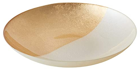 Anton Studio Designs - Bol Fusion blanc et or - Diamètre 40 cm - Bol en verre décoratif multicolore pour la maison et les vacances