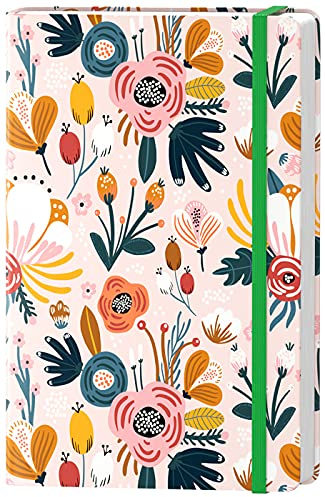 HUAMXE Liniertes Tagebuch Notizbuch, Hardcover Tagebuch für Frauen, 14,5 x 21,3 cm, 160 Seiten Dickes Papier, Niedliches Ästhetisches Floral A5 Notizbuch zum Schreiben Journaling Arbeit Rosa Blumen
