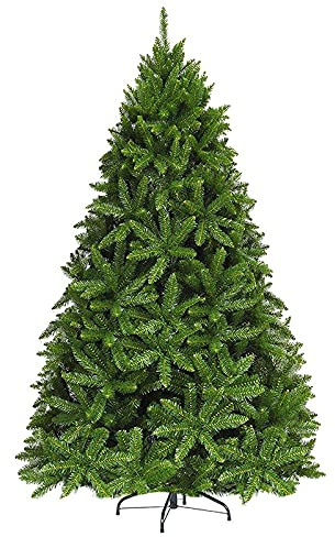 GIANTEX Albero di Natale Artificiale, Abete per la Festa di Natale, Albero Artificiale per Casa, Folto e Realistico, in Materiale di PVC, Supporto in Metallo, Facile da Montare, Verde (225 cm)