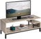 Yaheetech Mueble de TV de Estantes Abiertos Mesa de TV de Madera Industrial para Salón hasta 55 Pulgadas,106x39,5x40cm Gris