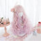 Xingbiyou Lolita Perücke 50cm Lange Lockige Rosa Süssigkeiten Farben süße Cosplay Perücke Frauen Mädchen