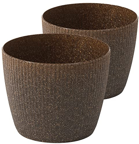 Tymar Blumentopf, 2er-Pack, Runde Form, Übertopf ((2pack) Espresso, ø 13,5 cm)