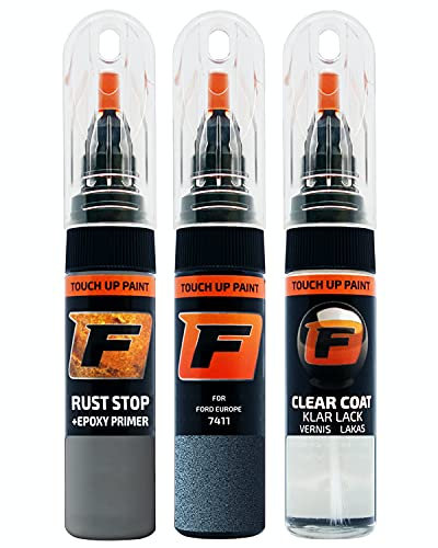 FIRANTO Kit de Pintura de Retoque Coche para Ford 7411 Chrome Blue, Set de Reparación de Rayones y Arañazos Incluye 15 ml Bolígrafo para Retocar Pintura Coche, Primer y Barniz