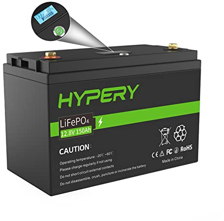 Batteria Smart 12V 150AH LiFePO4 con schermo a LED, interruttore di sicurezza e BMS, batteria al litio perfetta per camper, carrelli da golf, barche e stoccaggio energetico domestico