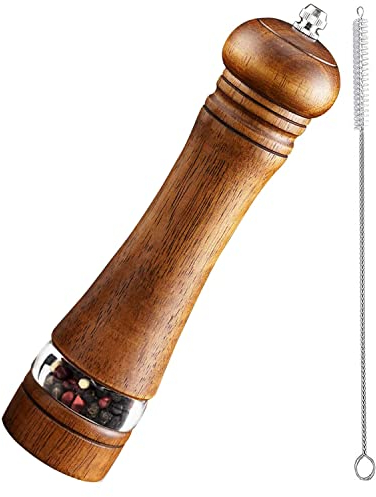 TooWoom Pepper Mill Pepper Grinder with Adjustable Coarse – 2023 Cooking Gadgets Kitchen Essentials, Wood Pepper Mill Grinder, Wooden Salt Grinder with Brush, Kitchen Gifts for Home & Kitchen