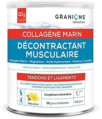 GRANIONS - Collagene Marin Poudre - DÉCONTRACTANT MUSCULAIRE - 10 G PAR JOUR de Collagène Poudre - Pot de 300 g de Collagene Marin