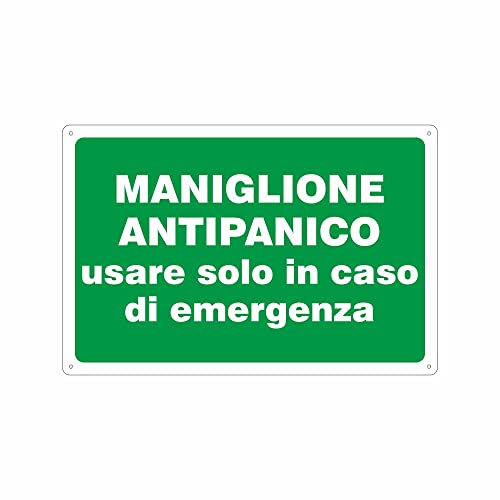 NEW CARTELLO SEGNALETICO - Maniglione antipanico usare solo in caso di emergenza - Adesivo Resistente, Pannello in Forex, Pannello In Alluminio (PANNELLO IN FOREX 30X42 CM)