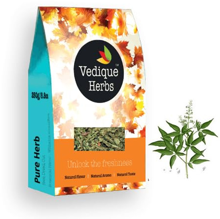 VEDIQUE HERBS Nirgundi Leaves (Vitex negundo) - 250g (8.8oz) | Raw, Crude, Dried | T-Cut | Premium Grade