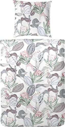 Primera Bettwäsche Mako-Satin weiß-bunt Größe 155x220 cm (80x80 cm)