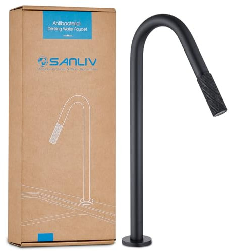 Sanliv RO Trinkwasserhahn, mattschwarzer Umkehrosmose-Wasserhahn, gefilterter Wasserspender, Wasserhahn, Kaltwasser-Getränkehahn für Küchenspüle, Edelstahl, bleifrei