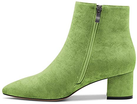 Castamere Donna Chunky Blocco Basso Gattini Tacco Heel Chiusa a Punta Stivaletti Slip-on Cerniera Ufficio Classico Dress Stivali Smeraldo Verde 40 EU