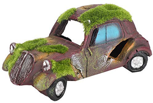 Harz Vintage Beflockung Auto Aquarium Dekoration, Kunstharz Aquarium Ornament Landschaft Dekoration Dekor(Car)
