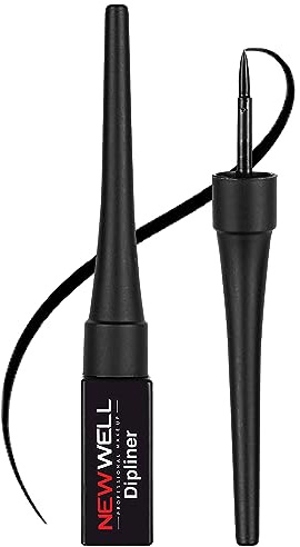 NEW WELL Dipliner Eyeliner in Schwarz, Wasserfest und Langhaltend, Dünner und Präziser Stift, ohne Tierversuche