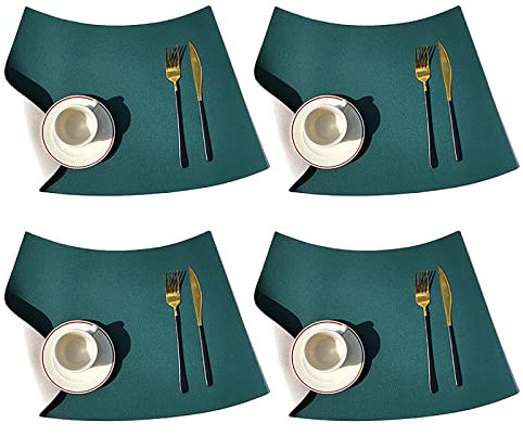 Set di 4 Sottopiatti Tovagliette Lavabili, Double Face, Antiscivolo, Effetto Pelle, Impermeabili, per Casa, Cucina, Ristorante