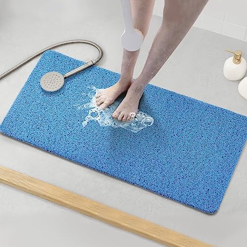Asvin Weiche, strukturierte Badewannenmatte, 89 x 40,6 cm, phthalatfrei, rutschfeste Komfort-Badewannenmatten mit Abfluss, PVC-Luffa-Badezimmermatten für Nassbereiche, schnell trocknend
