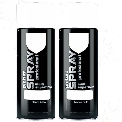 various Pintura Spray Blanco Brillo de 400 ml Adecuado para las Superficies de Metal, Madera y Plástico Pack de 2 Unidad
