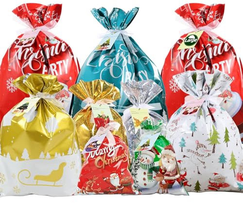 CNMTCCO Große Geschenktüten Weihnachten, Tüten Süßigkeiten Partytüten Süße Taschen Kekstüten Geschenktüte Mitgebsel Beutel für Verpacken (Lot de 20)