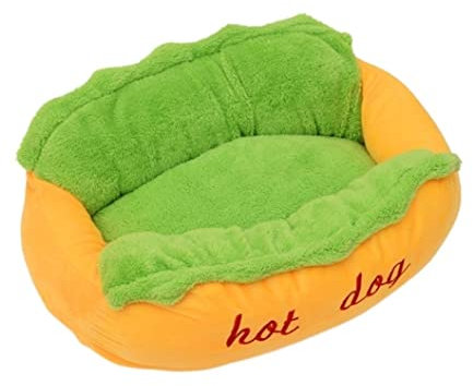 Hundebett Katzenbett Plüsch-Haustierbett, Süßes Hot-Dog, Weiches Haustiernest, Katze, Kätzchen, Welpen, Höhlenbett, Winter, Warm, Schlafen, Spielen, Ruhebett, Waschbare Matte HundeköRbchen Hundekissen